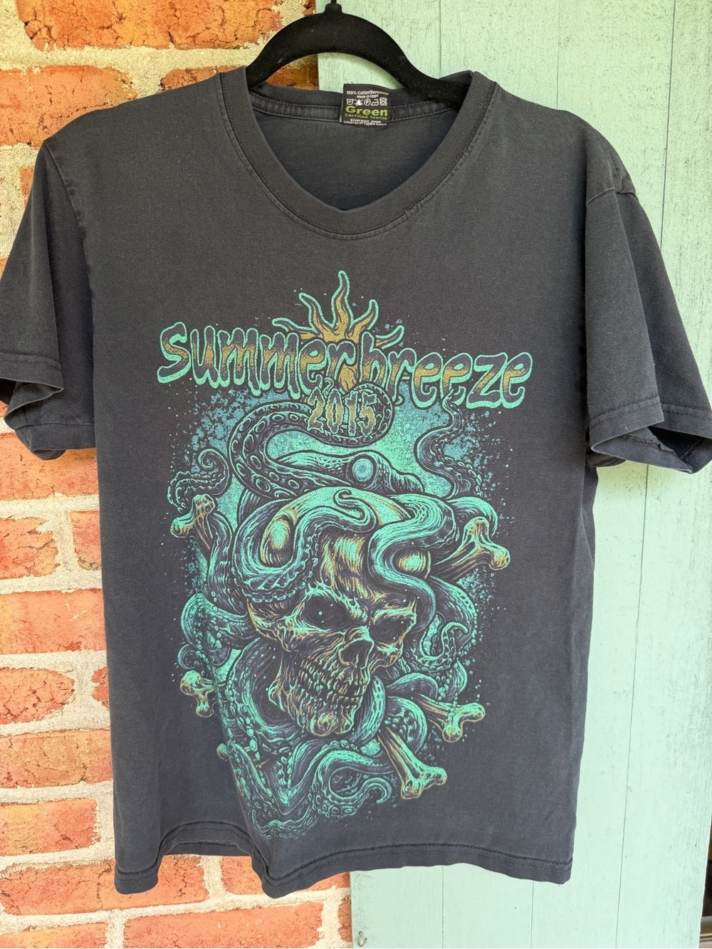 Summer Breeze 2015 Graphic Tee - Black with Teal Octopus Skull Print